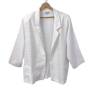 Joanna White Blazer Jacket 3X White Open Front Unlined